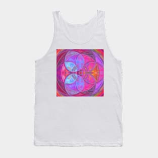 Mosaic Kaleidoscope Flower Blue Pink and Red Tank Top